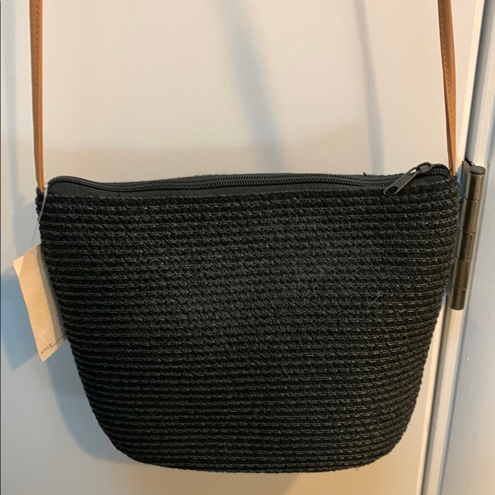 Black Woven Crossbody Bag